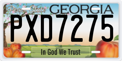 GA license plate PXD7275