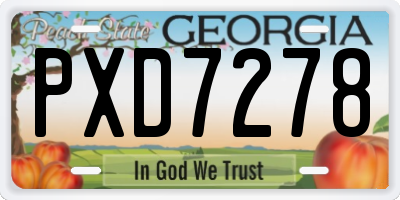 GA license plate PXD7278