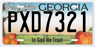 GA license plate PXD7321