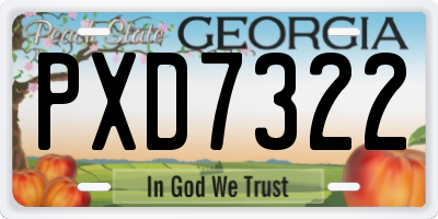 GA license plate PXD7322