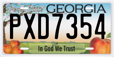 GA license plate PXD7354