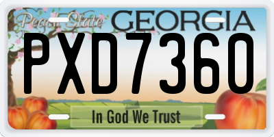 GA license plate PXD7360
