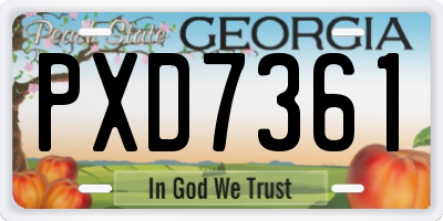 GA license plate PXD7361