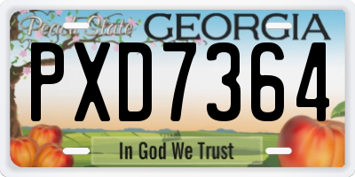 GA license plate PXD7364
