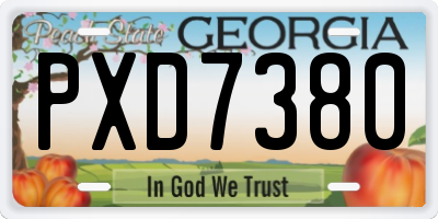 GA license plate PXD7380