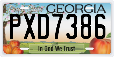 GA license plate PXD7386