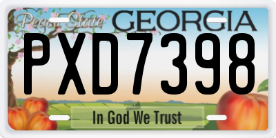 GA license plate PXD7398