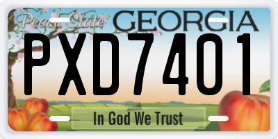 GA license plate PXD7401