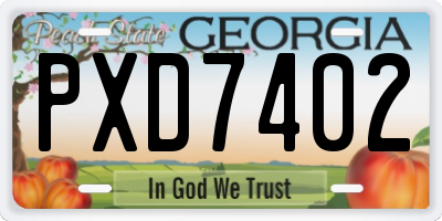 GA license plate PXD7402