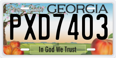 GA license plate PXD7403