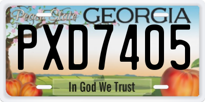 GA license plate PXD7405