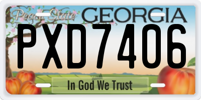 GA license plate PXD7406