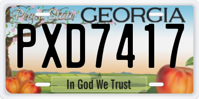 GA license plate PXD7417