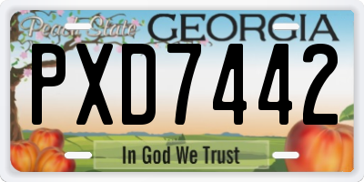 GA license plate PXD7442