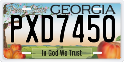 GA license plate PXD7450