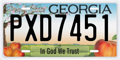 GA license plate PXD7451