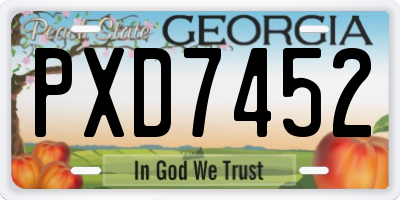 GA license plate PXD7452