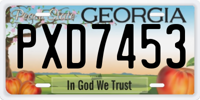 GA license plate PXD7453