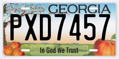 GA license plate PXD7457