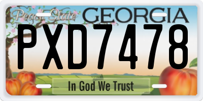 GA license plate PXD7478