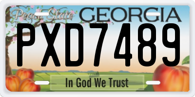 GA license plate PXD7489