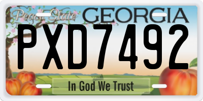 GA license plate PXD7492