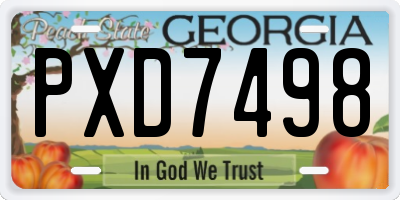 GA license plate PXD7498