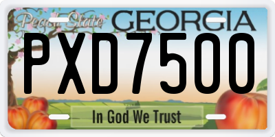 GA license plate PXD7500