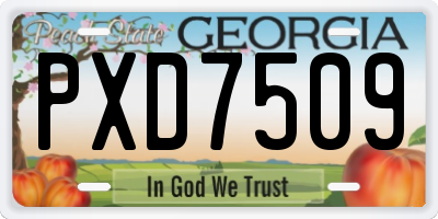 GA license plate PXD7509