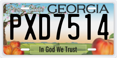 GA license plate PXD7514