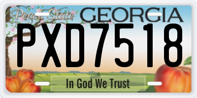 GA license plate PXD7518