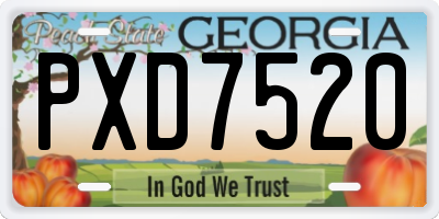 GA license plate PXD7520