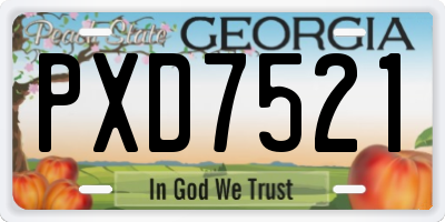 GA license plate PXD7521