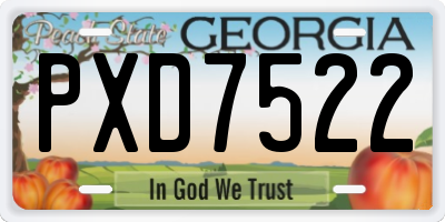 GA license plate PXD7522