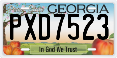 GA license plate PXD7523