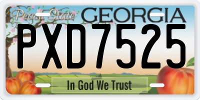 GA license plate PXD7525