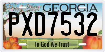 GA license plate PXD7532