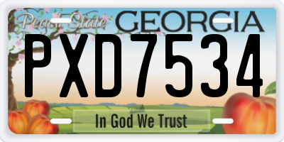 GA license plate PXD7534