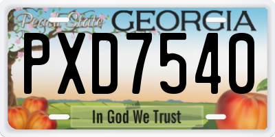 GA license plate PXD7540