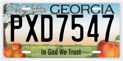 GA license plate PXD7547