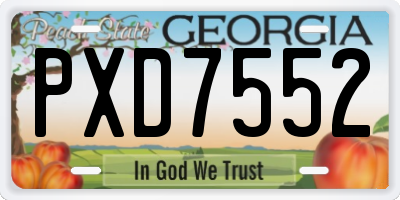 GA license plate PXD7552