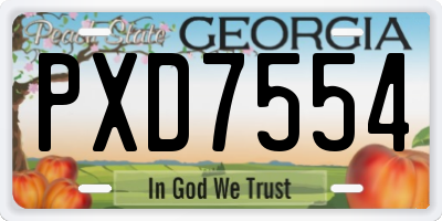 GA license plate PXD7554