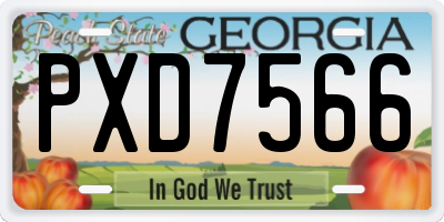GA license plate PXD7566