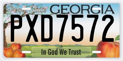 GA license plate PXD7572