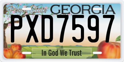 GA license plate PXD7597