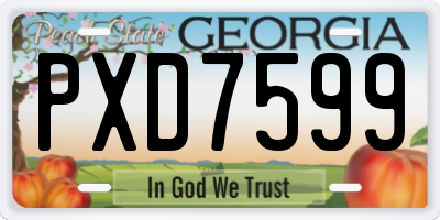 GA license plate PXD7599