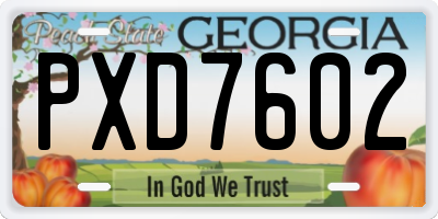 GA license plate PXD7602
