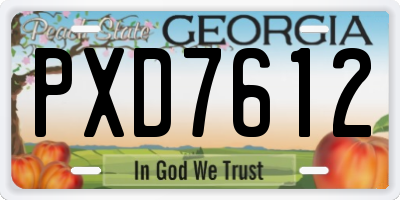 GA license plate PXD7612