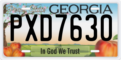GA license plate PXD7630