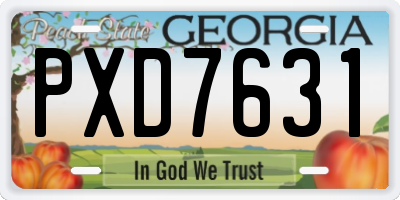 GA license plate PXD7631